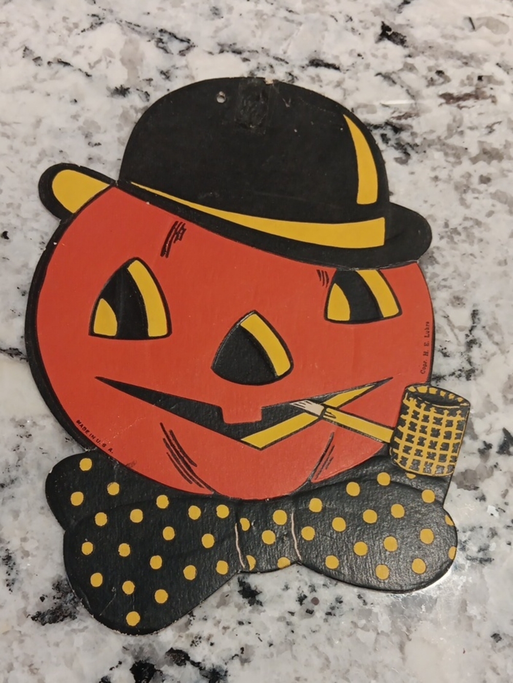 Hard To Find Vintage Embossed Pumpkin Jack-O'-Lantern Paper Party Decoration